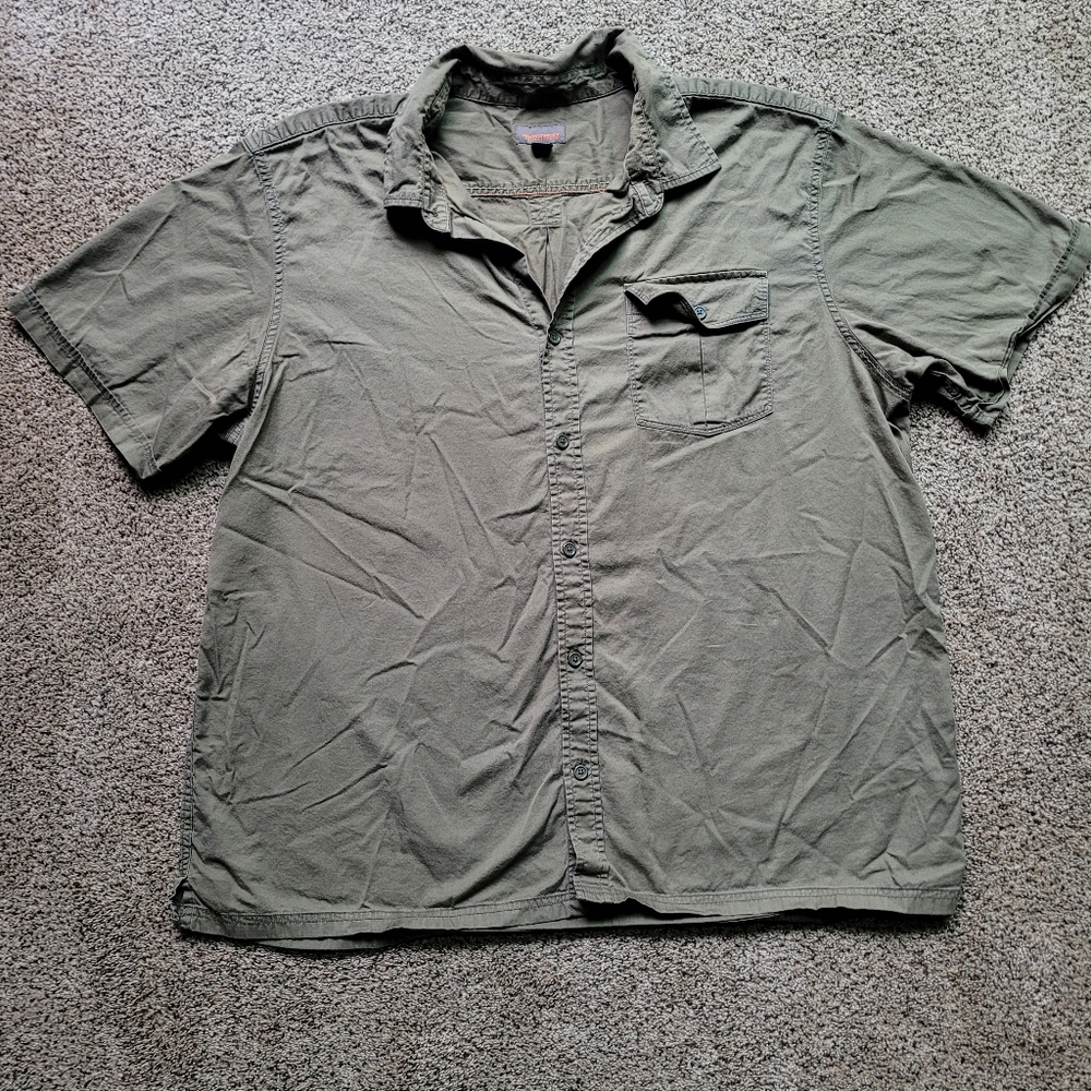 Northwest Territory Mens Button Down T Shirt 2XL Forest Green Outdoors Sportsman